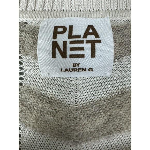 Planet by Lauren G OSFM White Beige Cropped Boxy Sweater Alpaca Modal Blend - Picture 2 of 4